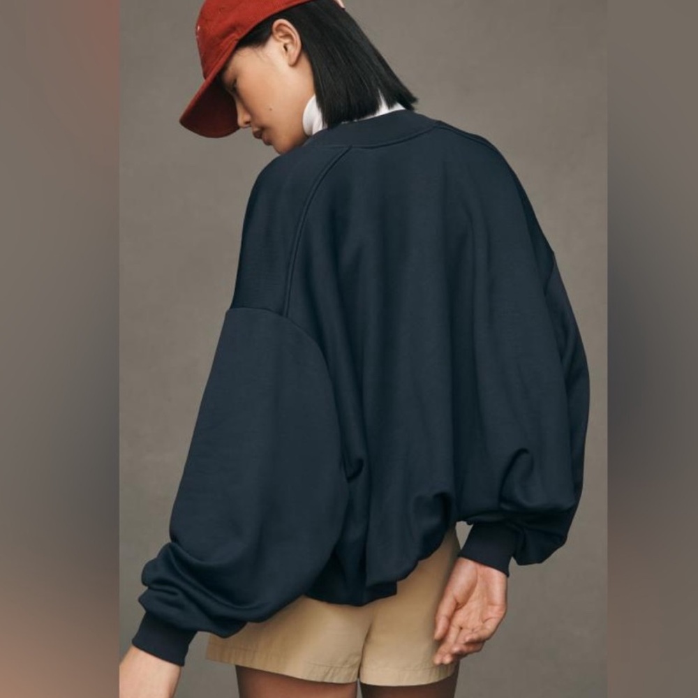 NWT NEW Anthropologie Pilcro Bubble Bomber NavyJacket size  L/XL